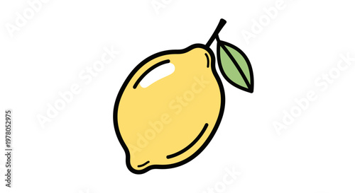 Fresh Lemon Fruit with Green Leaf.