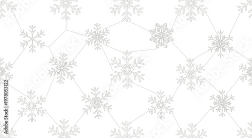 Snowflakes on white background closeup.
