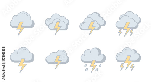 Clouds with lightning and rain falling.