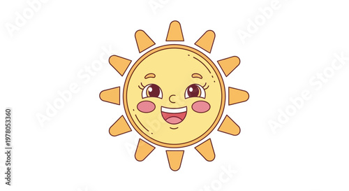 Smiling Cartoon Sun Face Closeup.