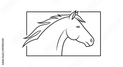 Elegant Horse Head Silhouette, Majestic Equine Profile in Minimalist Line Art