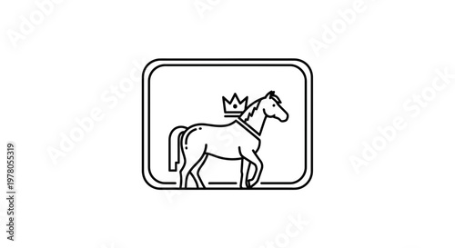 Elegant Horse with Crown Icon, Majestic Animal Emblem, Royal Horse Silhouette
