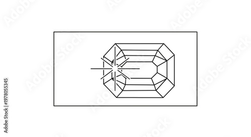 Emerald Cut Diamond Facet Diagram, Gemstone Cut Representation, Jewelry Design Blueprint