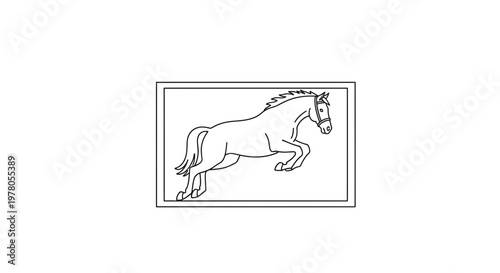 Equestrian Horse Jumping Outline Illustration
