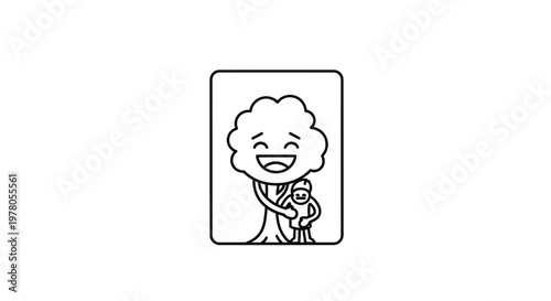 Happy Tree Hugging Little Person Illustration