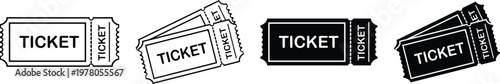 Ticket icon. Simple ticket illustration. Cinema, theatre, concert or event pass symbol isolated.