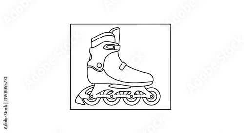 Inline Roller Skate Icon, Vector Line Art Illustration