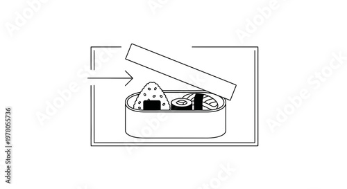 Japanese Bento Box with Onigiri and Sushi, Lunch Meal Preparation