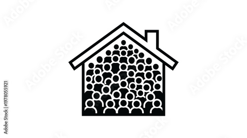 People Crowded Inside a House Symbol