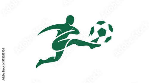 Dynamic Football Player Kicking Soccer Ball