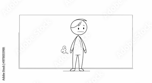 Embarrassed Stick Figure Farting with Smoke Puffs