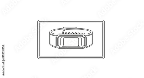Fitness Tracker Band Icon, Wearable Technology, Health Monitoring Device, Simple Line Art
