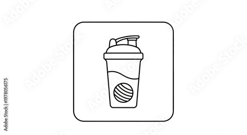 Fitness Shaker Bottle Icon, Protein Drink Mixer, Workout Supplement Container, Gym Accessory