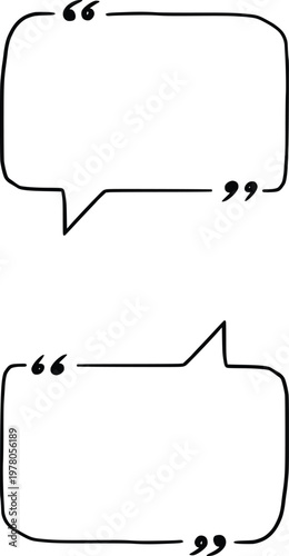 Pair of hand-drawn speech bubble quote boxes with pointer tails isolated on transparent background
