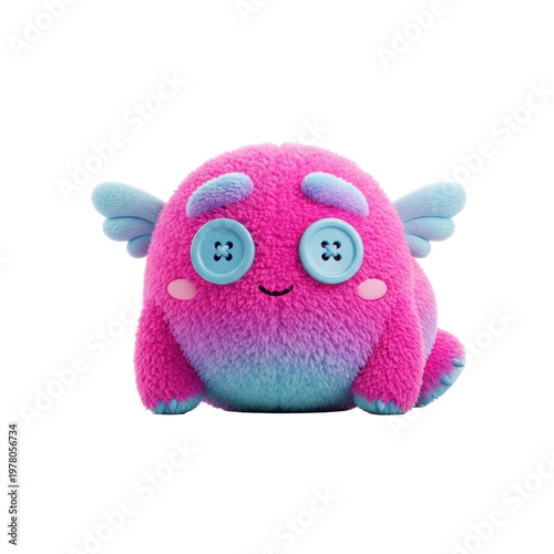 Wallpaper Mural Fluffy cute winged monster character with button eyes Torontodigital.ca