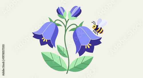 Purple Flowers with a Busy Bee.