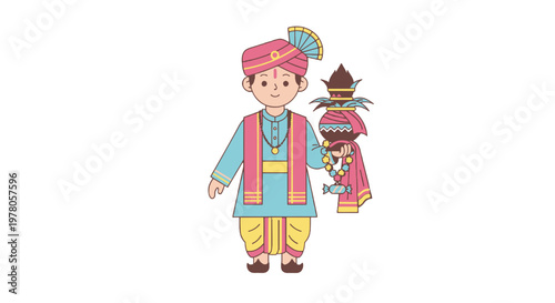 Boy Wearing Traditional Indian Clothing Outfit.
