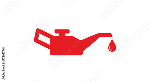 Red Oil Can Icon with Dripping Oil Drop, Automotive Maintenance Symbol