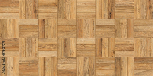Tableau sur toile Natural oak parquet flooring texture, light brown wood block pattern background,