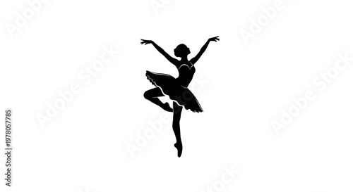 Silhouette of a ballet dancer in graceful pose on white background