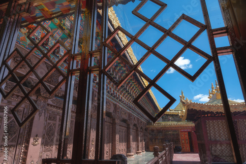 Golden Roof Decoration of Songzanlin Temple inner courtyard, Shangri-la, Yunnan, China