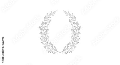Foto Elegant Laurel Wreath Illustration - Botanical Decoration Element