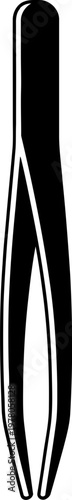 Professional Black Silhouette of Medical Tweezers Icon for Healthcare Beauty Grooming and Precision Work Isolated Vector on White Background