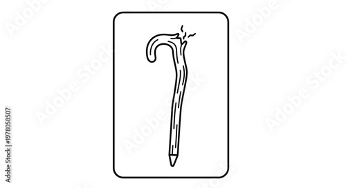 Broken Cane Icon - Symbol of Old Age, Disability, and Fragility