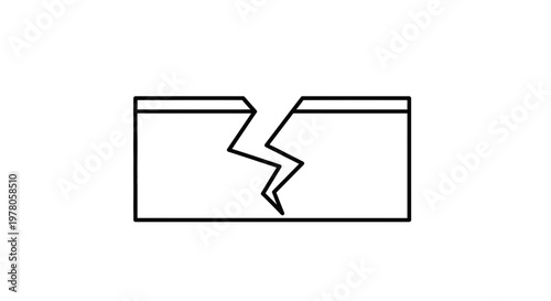 Broken Line Symbol, Abstract Geometric Shape, Cracked Element, Minimalist Design