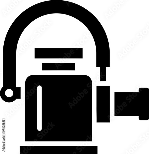 Hydraulic Bottle Jack Icon Black Silhouette Isolated on White Background for Car Repair Maintenance Professional Garage Tool Equipment Design