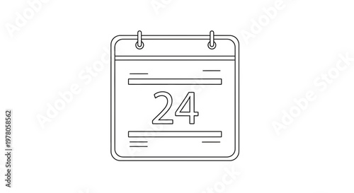 Calendar Page with Number 24, Date Reminder, Planning Concept