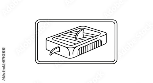 Canned Sardines Icon: Fish in Oil, Seafood Meal, Simple Outline Design