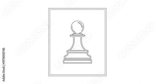 Chess Pawn Silhouette Icon, Minimalist Game Piece Outline, Strategy Symbol