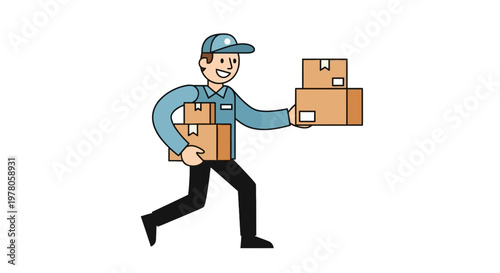 Delivery man carrying cardboard boxes.