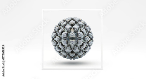 3D Rendering of a Virus Particle with Icosahedral Symmetry and Surface Spikes