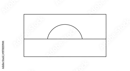 Abstract Geometric Shape: Semicircle Over Rectangle Horizon Line