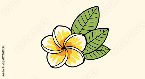 Beautiful Yellow Flower with Green Leaves.