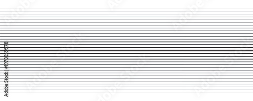 Horizontal line pattern. From thin line to thick. Parallel stripe. Black streak on white background. Straight gradation stripes. Abstract geometric patern.