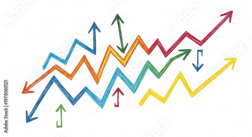 Colorful zigzag arrow lines in playful pattern colorful arrows