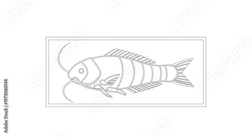 Stylized Koi Fish Line Art Illustration - Japanese Art Style