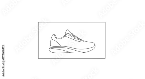 Simple Line Drawing of a Modern Sneaker Shoe, Isolated on White Background