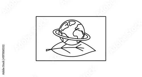 Planet Earth on Leaf with Orbit Ring, Eco-friendly Concept