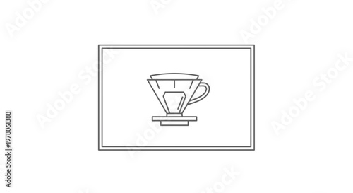 Pour Over Coffee Maker Icon, Manual Coffee Brewing Equipment, Minimalist Line Art