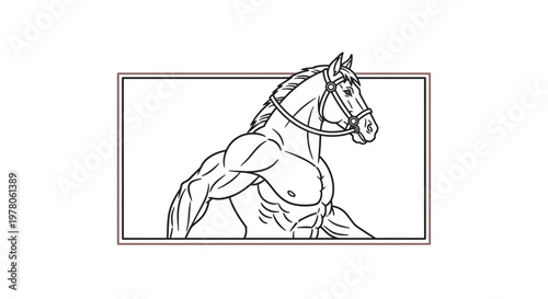 Powerful Muscular Horse Man Hybrid, Mythical Creature, Strength and Power