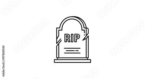 RIP Tombstone Gravestone Icon, Death Symbol, Funeral Memorial, Rest in Peace