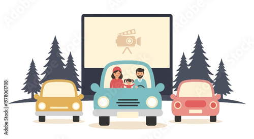 People watching movie in cars.
