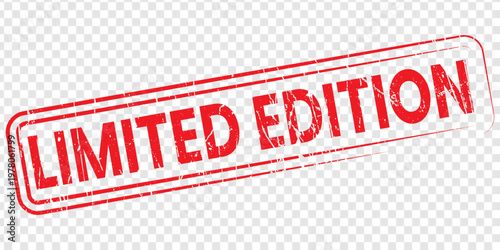 Limited edition red grunge rubber stamp vector illustration on transparent background PNG