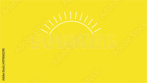 Bright Yellow Summer Background with Sun Icon