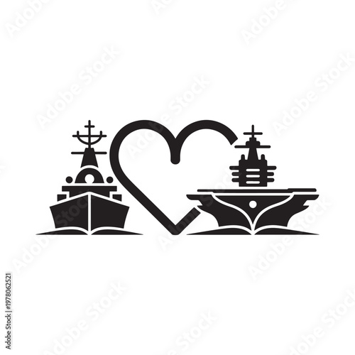 Black silhouette of two pagodas connected by a heart shape