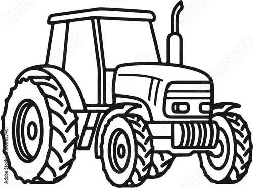 Agricultural farm tractor outline icon flat vector illustration isolated on transparent background for rural work